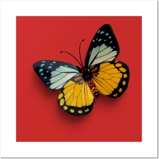 Real Butterfly white and yellow Posters and Art